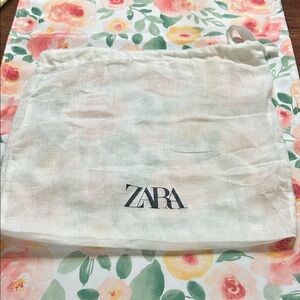 Zara white Drawstring Storage Pouch dust Bag